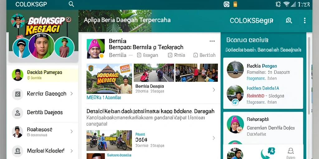 Antarmuka COLOKSGP yang menampilkan berita daerah terkini.