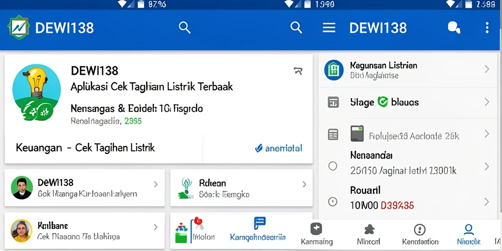 Antarmuka <strong>DEWI138</strong> menampilkan ringkasan tagihan listrik pengguna.
