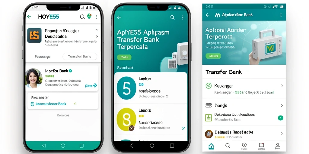 Antarmuka aplikasi HOYE55 untuk transfer bank yang mudah dan aman.