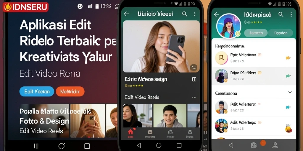 Antarmuka pengguna IDNSERU yang modern dan fungsional untuk Edit Video Reels.