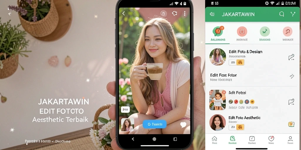 Tampilan antarmuka aplikasi JAKARTAWIN untuk edit foto aesthetic.