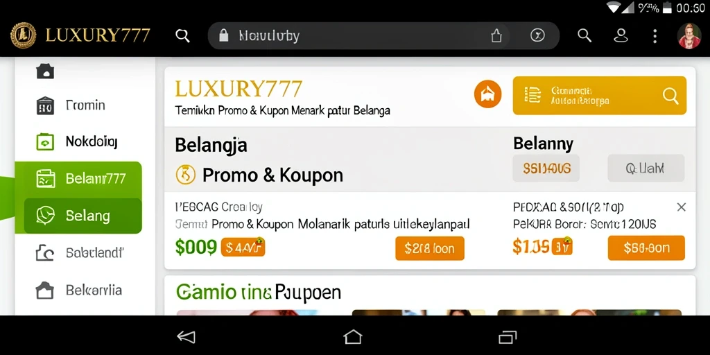 Antarmuka LUXURY777 yang intuitif untuk mencari kupon dan promo.