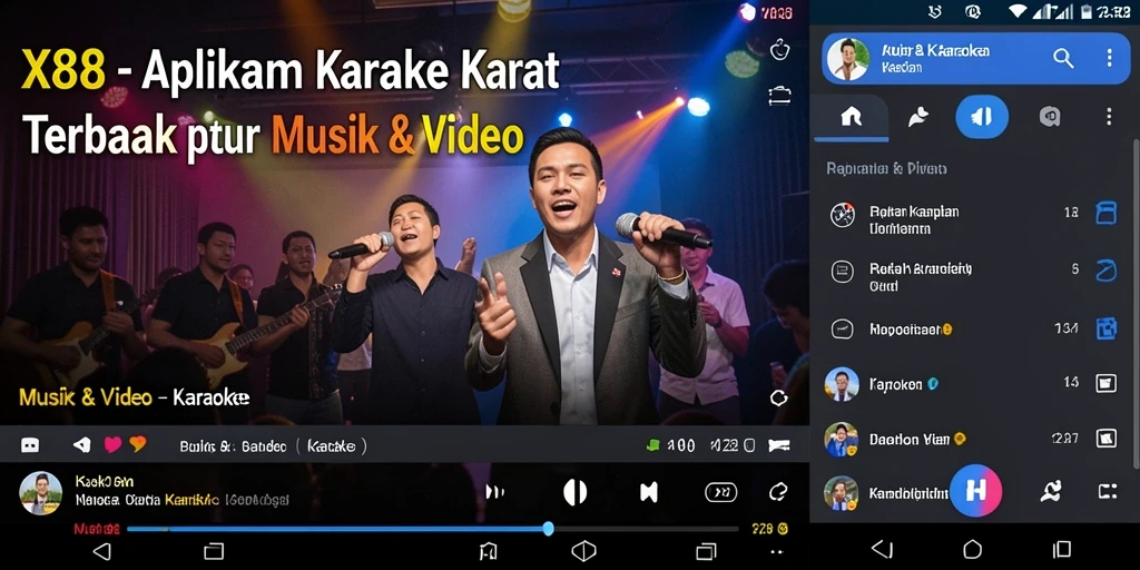 Antarmuka aplikasi X88 yang menarik dan mudah digunakan untuk karaoke.